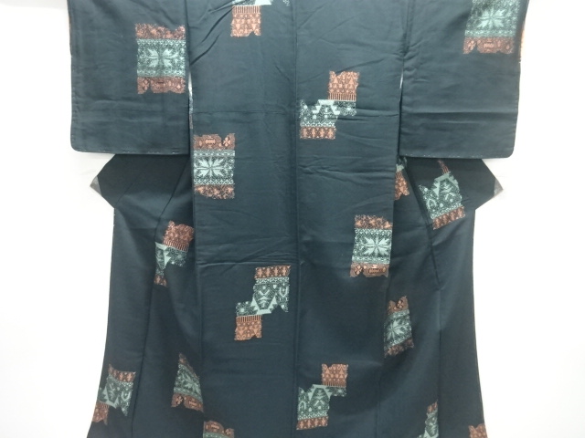 JAPANESE KIMONO / ANTIQUE TAISHO ROMANTICISM: ABSTRACT PATTERN WOVEN K